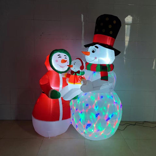 Vrilay 6ft Christmas Inflatable, Snowmen Family Inflatable with LED Lights for Christmas Holiday Outdoor Yard Decorations
