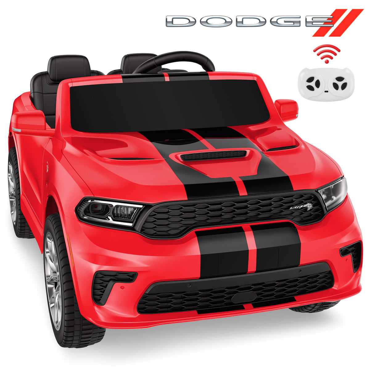 Wisairt Dodge Kids Electric Ride-On Car, 24V Licensed Dodge Durango Electric Ride-On Toy with Parent Remote Control, Electric Car for Girls Ages 3–6, Features Music/LED Lights/Seat Belt, Red