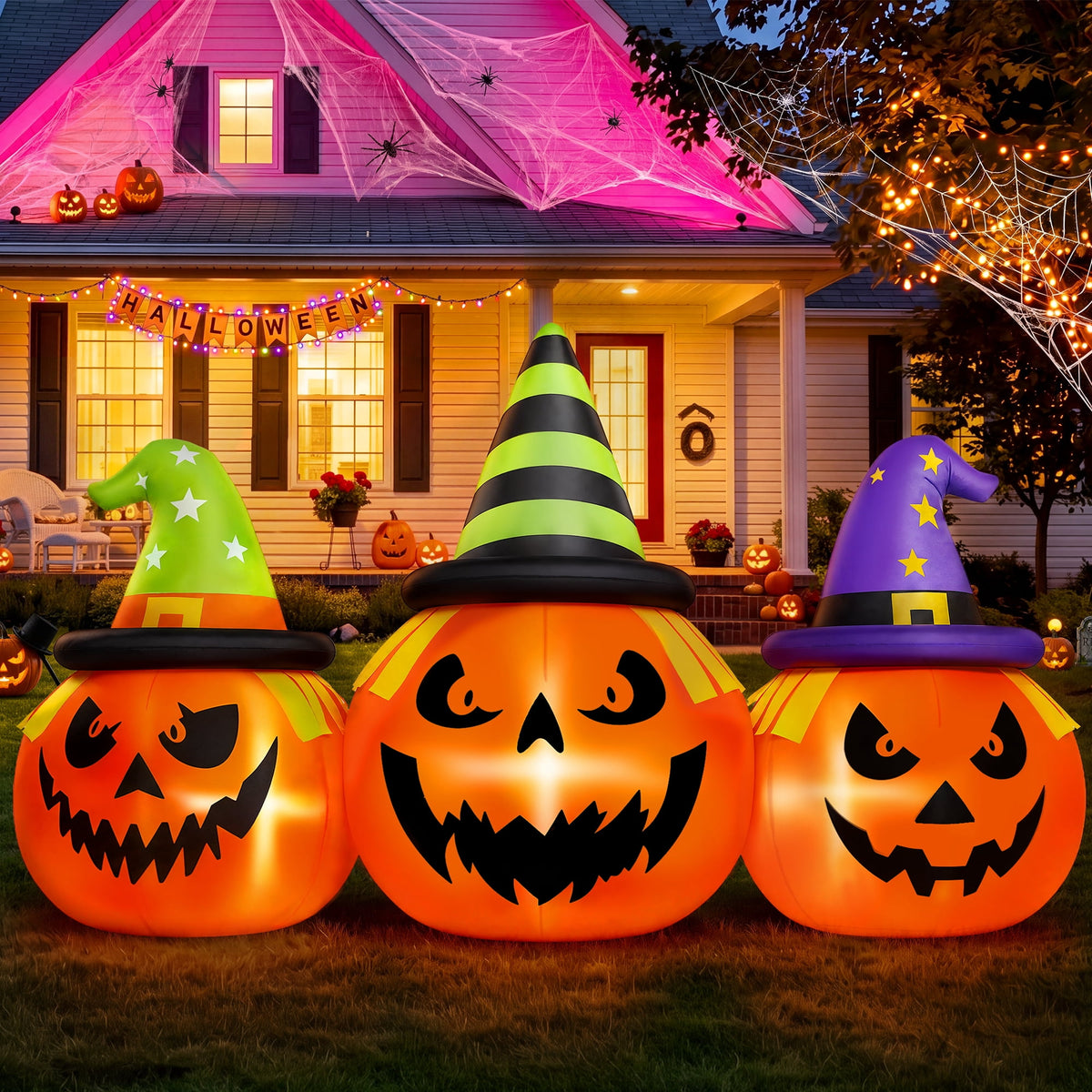 6ft Inflatable Pumpkin with LED Lights ¨C Outdoor Halloween Yard Blow Up Decor