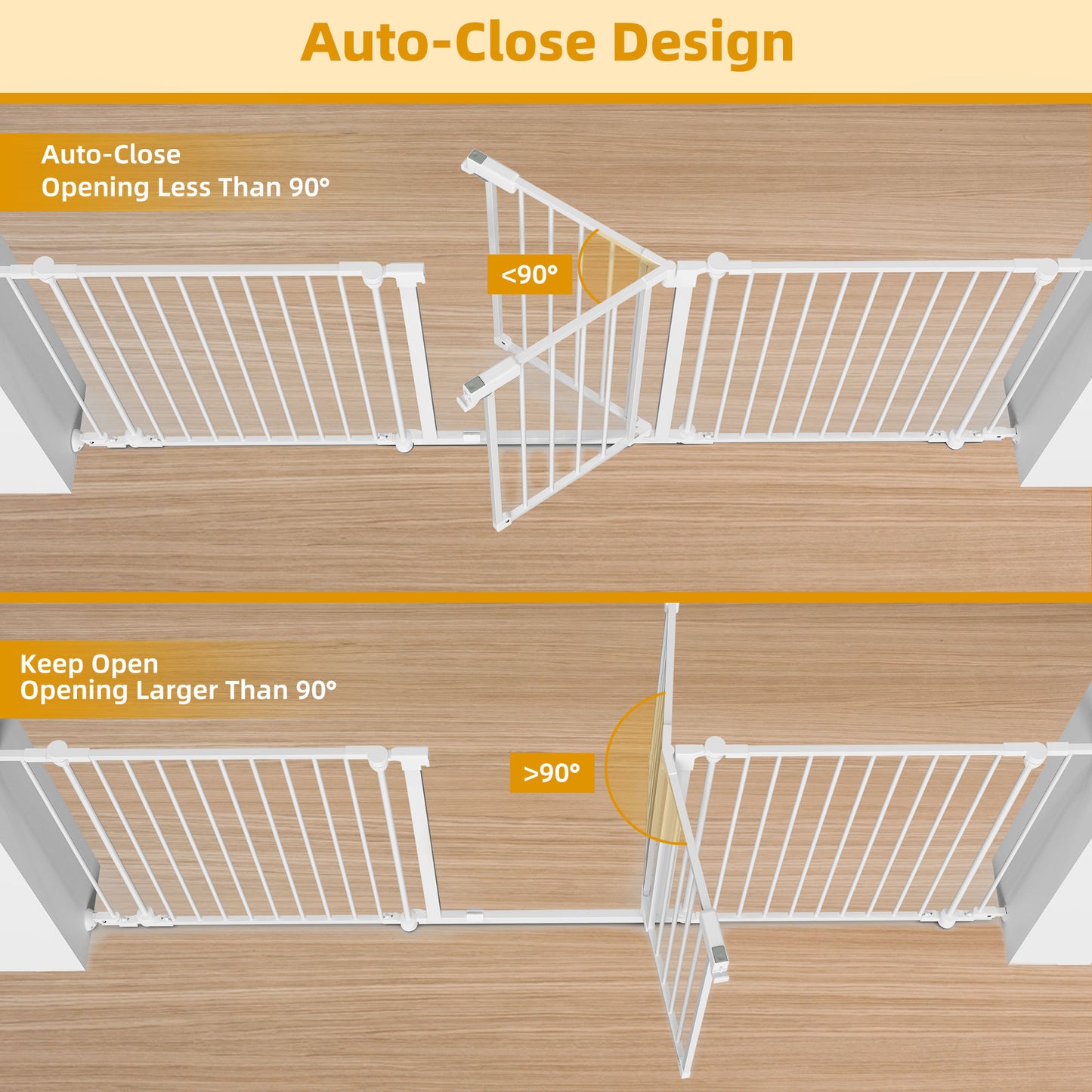 Wisairt Extra Wide Baby Gate for Doorways Stairs,35.5-79.6 Inch Walk Through Baby Safety Gate with Auto Close for Aged 6+ Months