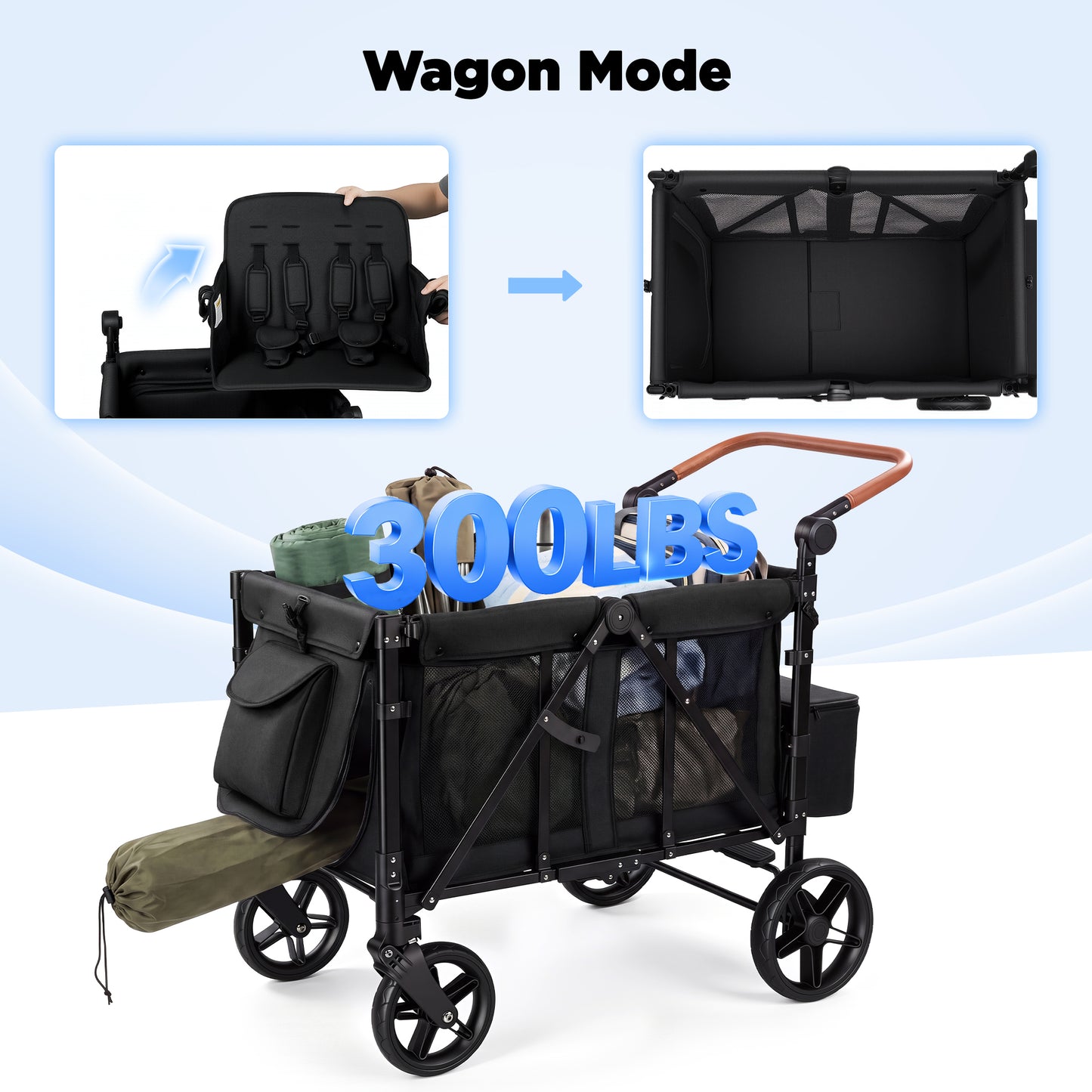 Vomeast 4-Seater Wagon Stroller, Outdoor Baby Stroller Wagon for 4 Kids