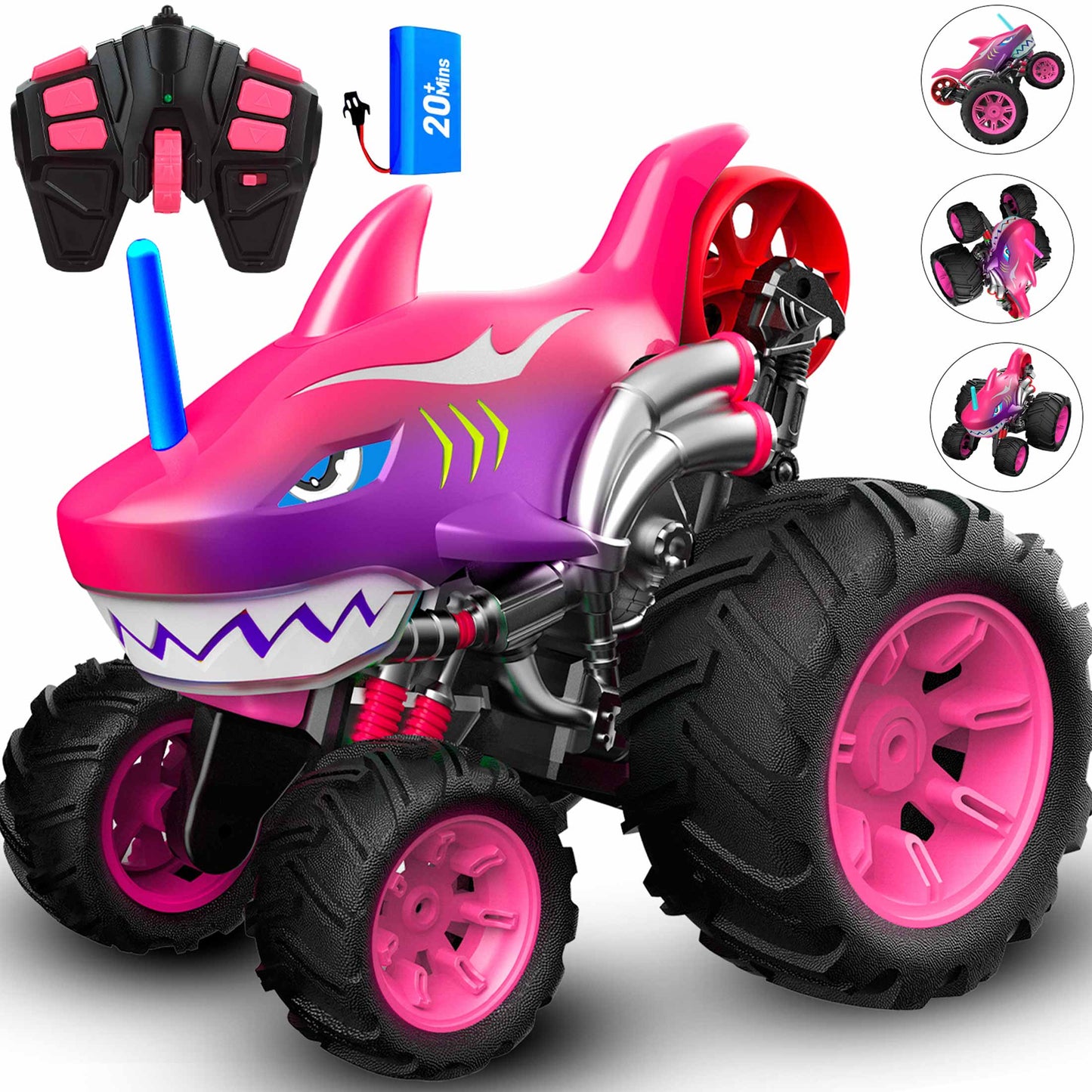 Wisairt Remote Control Monster Truck,1:14 4WD Remote Control Toys 360 Degrees Rotation Shark RC Car for Kids Boys Girls Age 3 4 5 6 8-12 Birthday Gifts