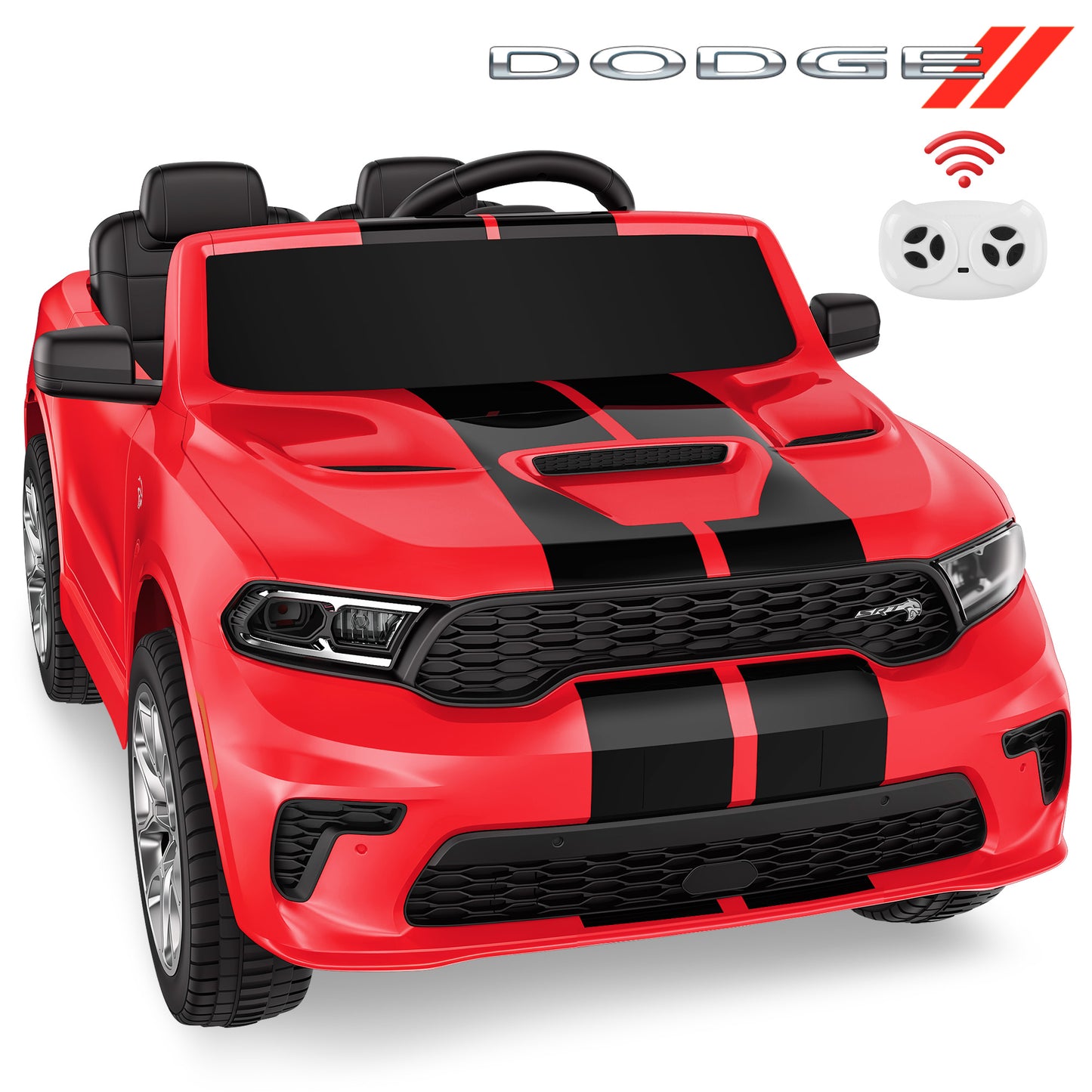 Wisairt Dodge Kids Electric Ride-On Car, 24V Licensed Dodge Durango Electric Ride-On Toy with Parent Remote Control, Electric Car for Girls Ages 3–6, Features Music/LED Lights/Seat Belt, Red
