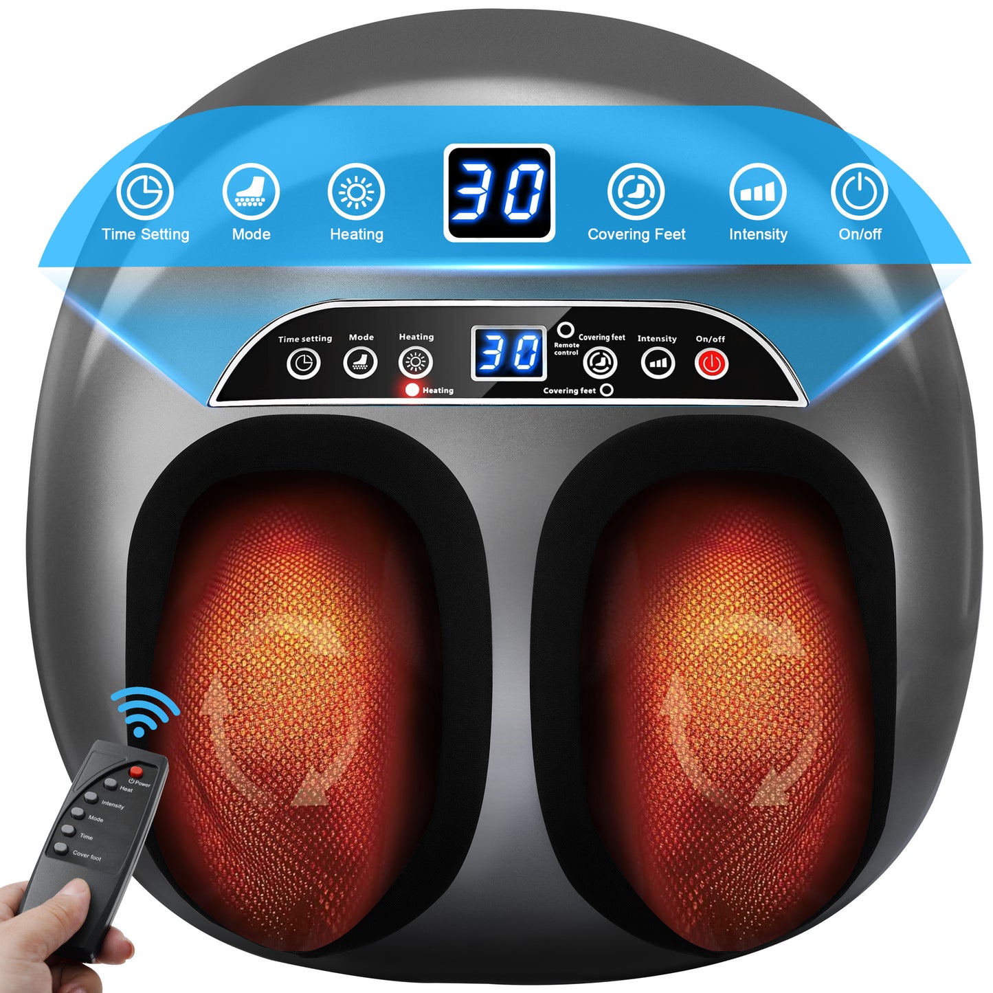 Vrilay Foot Massager with Heat for Neuropathy Tired Foot Blood Circulation, Shiatsu Feet Massage Birthday Gifts for Mom Dad, Up to Men Size 11