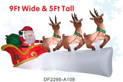 Vrilay Christmas Inflatable,Santa Elk with Sleigh Inflatable with LED Lights for Christmas Holiday Outdoor Yard Decorations