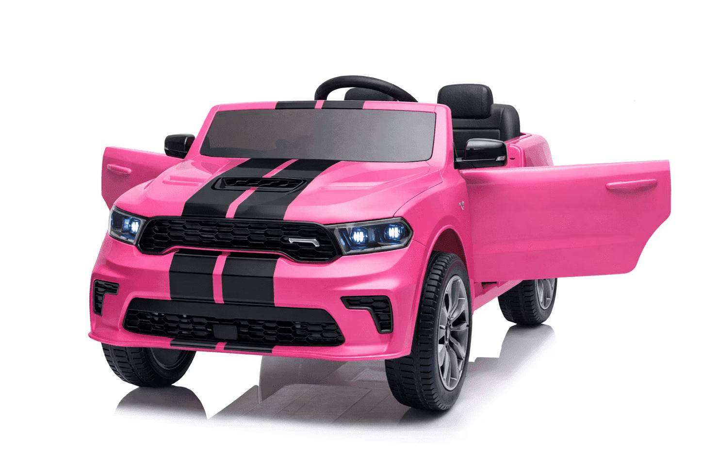Wisairt Dodge Kids Electric Ride-On Car, 24V Licensed Dodge Durango Electric Ride-On Toy with Parent Remote Control, Electric Car for Girls Ages 3–6, Features Music/LED Lights/Seat Belt, Pink