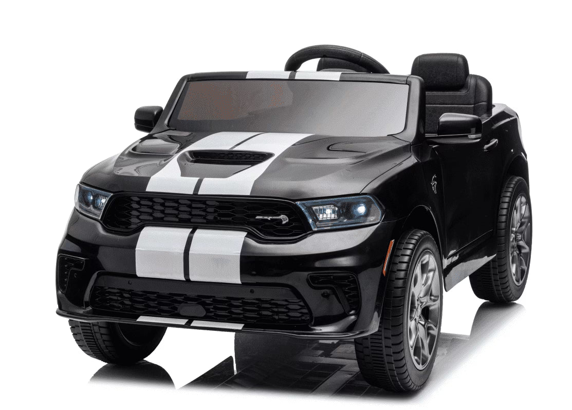 Wisairt Dodge Kids Electric Ride-On Car, 24V Licensed Dodge Durango Electric Ride-On Toy with Parent Remote Control, Electric Car for Boys Ages 3–6, Features Music/LED Lights/Seat Belt, Black
