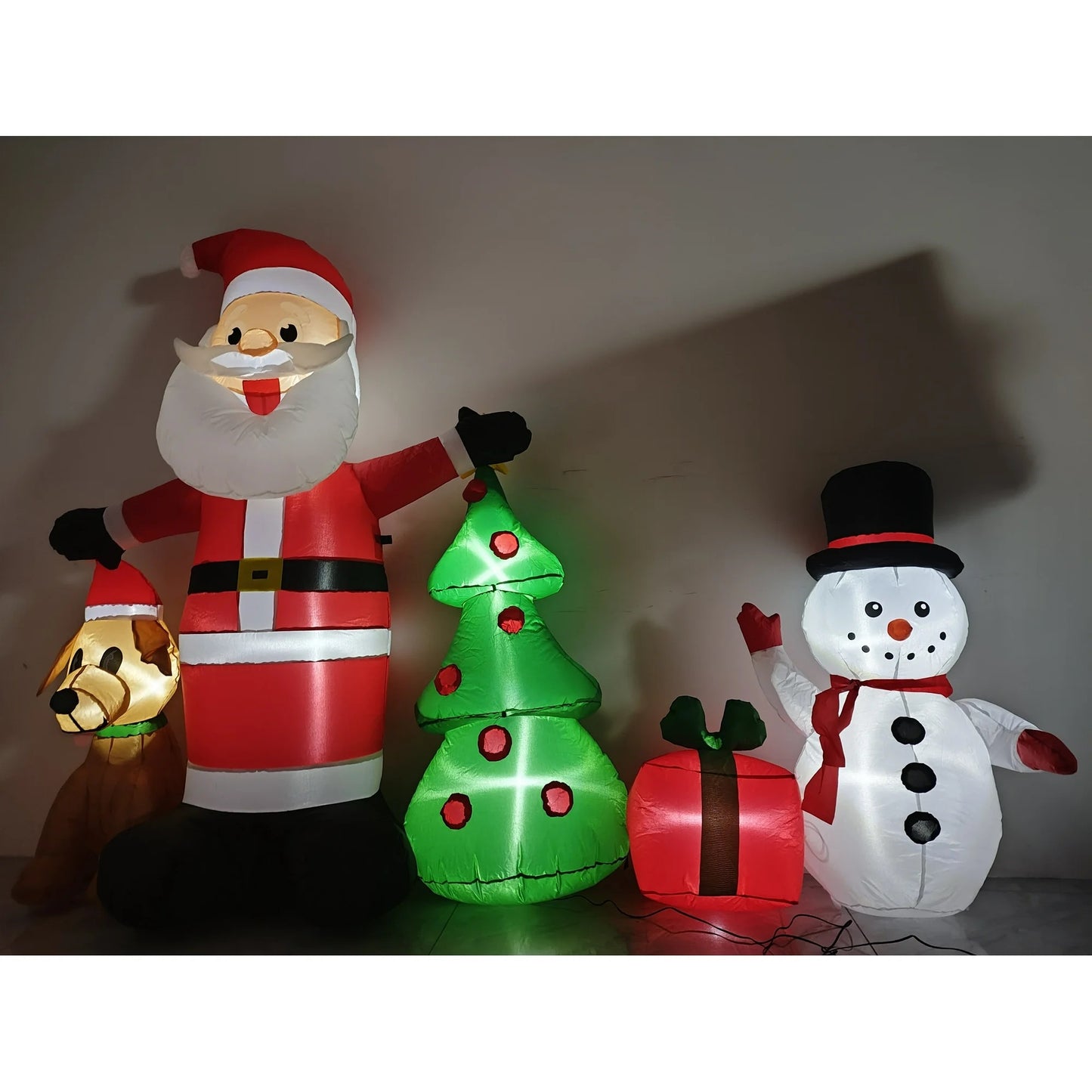 Vrilay 6ft Christmas Inflatable, Santa Snowman Christmas Tree Penguin Dog with LED Lights, Christmas Decoration for Yard Garden Party