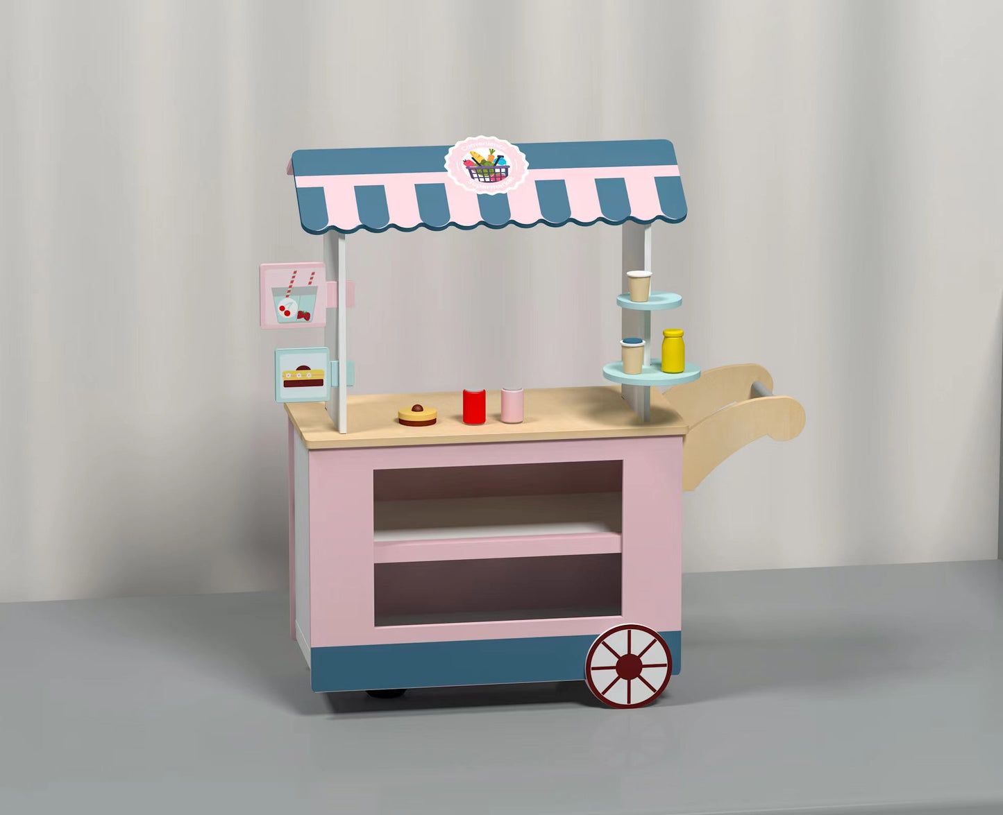Wisairt Kids Food Cart, Play Cash Register Cart Set