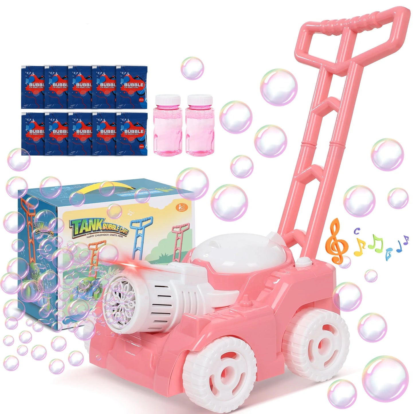 Wisairt Bubble Lawn Mower,Bubble Machine for Kids Toddlers, Outdoor Summer Garden Push Toy Bubble Toys Birthday Gift for Preschool Boy or Girl 2+