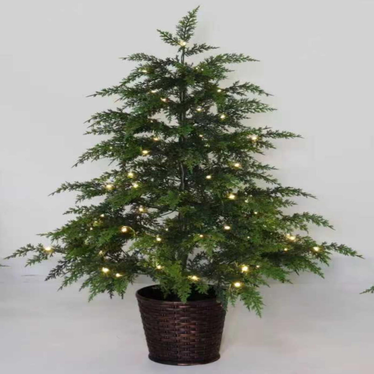 24" Mini Christmas Trees, 2-Pack Artificial Full PE Cypress Trees, Realistic Indoor Holiday Decor