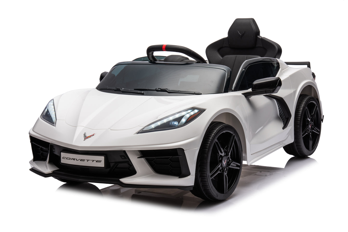 Corvette C8 Licensed Ride on Car,Wisairt 12 V Battery Powered Electric Vehicle w/ Remote Control,Bluetooth,LED Lights
