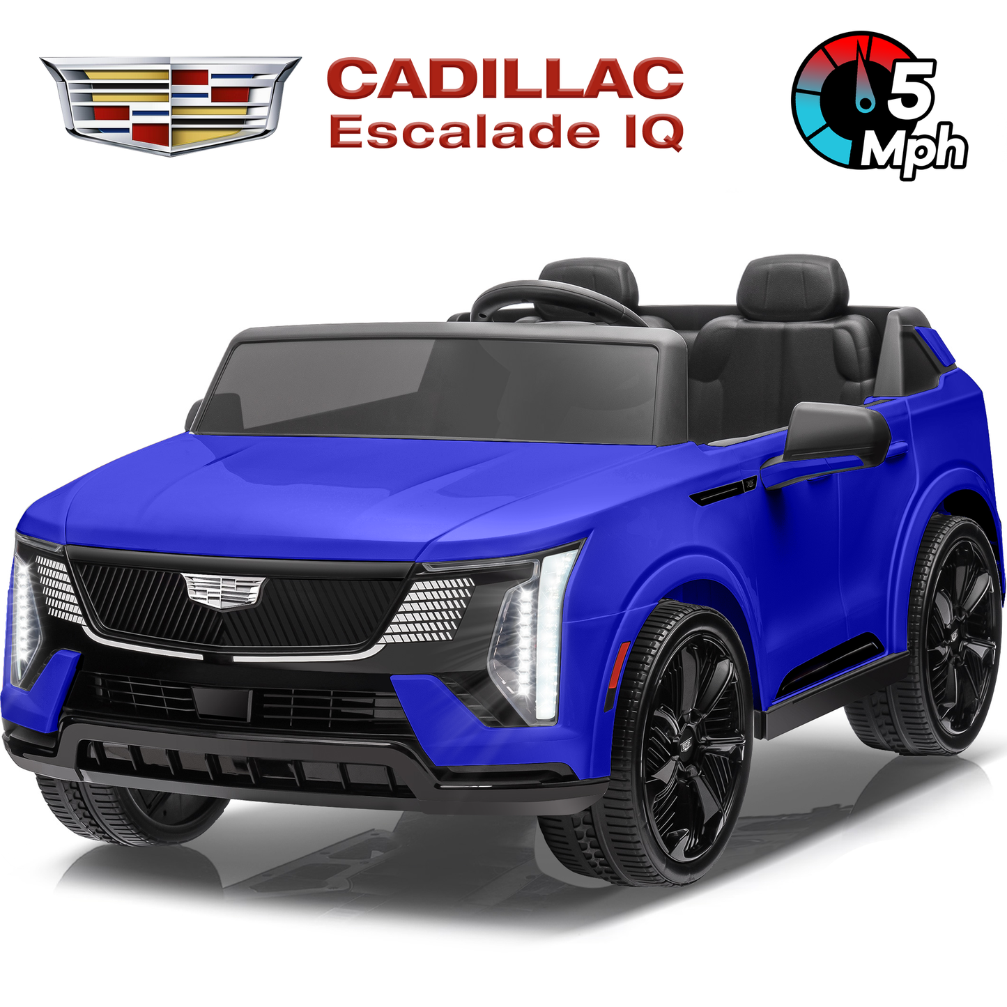 24V 2 Seater Ride on Cars, Licensed Cadillac Escalade IQ Powered Ride on Toys Truck with Remote Control, 4 Wheels Spring Suspension, LED Light, Electric Cars for Kids Ages 3-8 Gifts