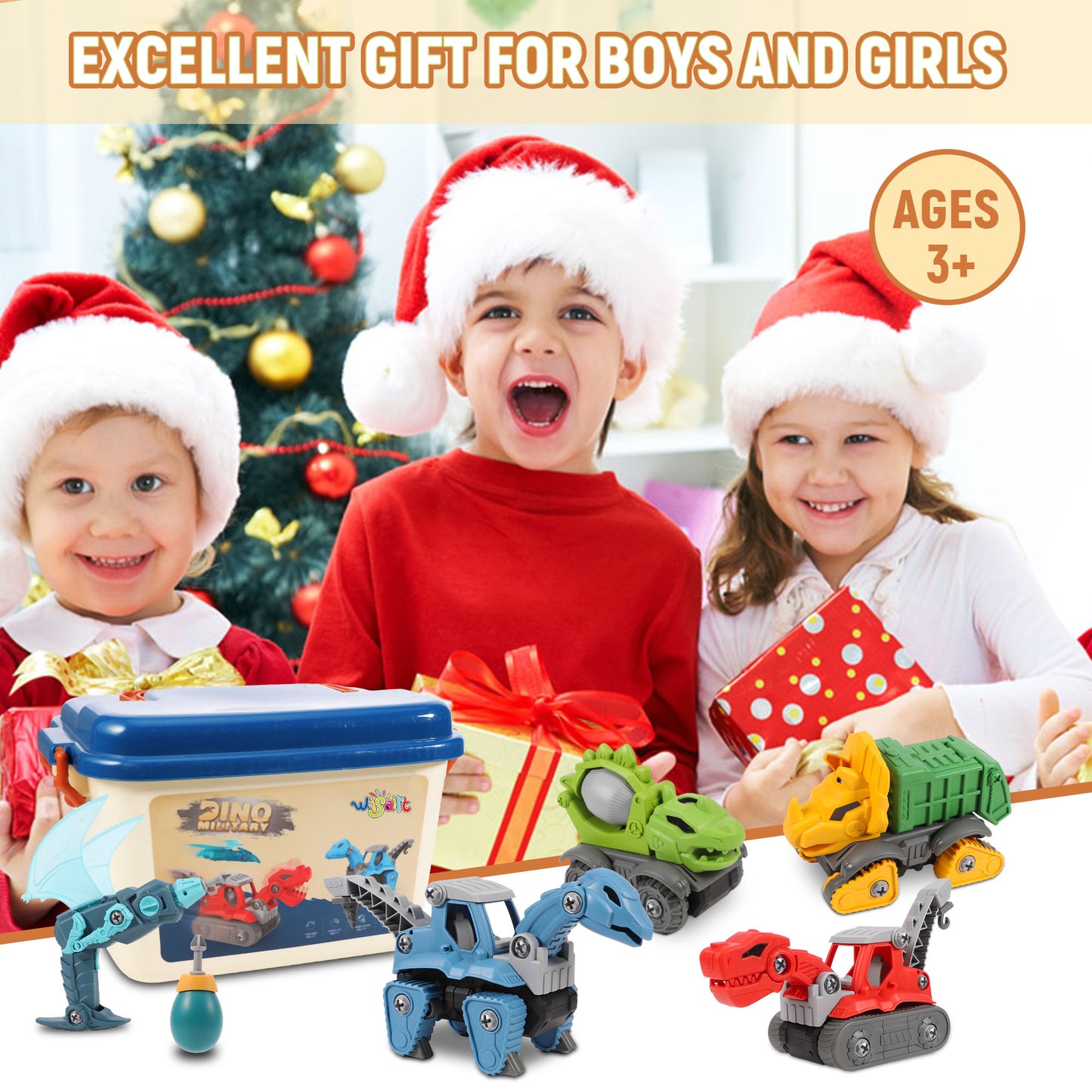 WISAIRT STEM Toys,Take Apart Engineer Dinosaur Toys for Kids with Electric Screwdriver Storage Box,Building Toys for Boys Girls Age 3-12 Birthday Christmas Gifts(5 Pack)