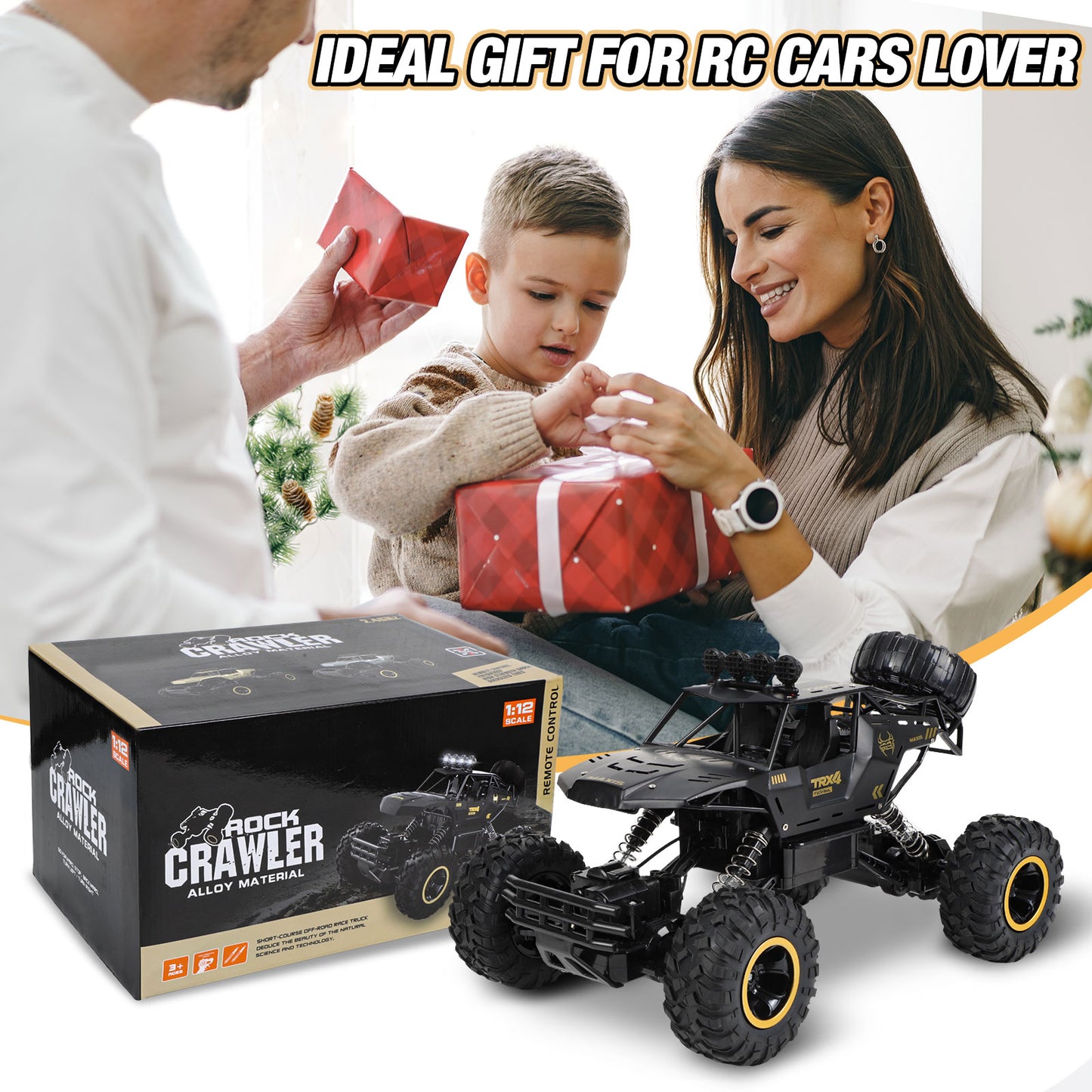 Wisairt 1:12 Large RC Cars,4WD Large Remote Control Monster Truck 2.4 GHz Alloy RC Cars for Kids Adults Aged 6 + Birthday Christmas Gifts