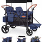 Vomeast Upgrade Wagon Stroller for 2 Kids, 2-Seater Outdoor Baby Stroller Wagon with Canopy, 5-Point Harness, Adjustable Handle(Black)