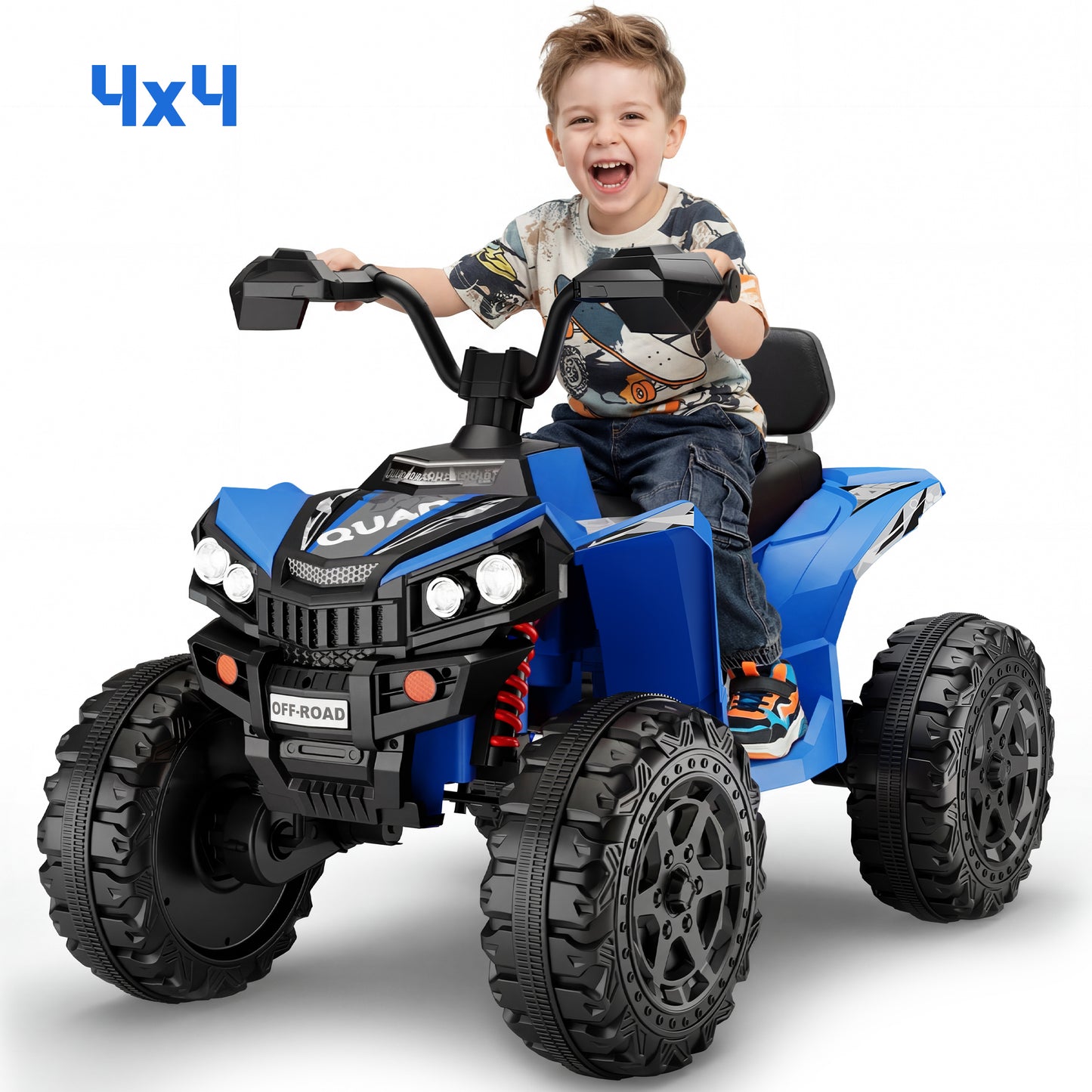 Wisairt 24V Ride on ATV Toys, 4WD Kids ATV 4-Wheeler for Big Kids with 2 Seater, Electric Quad 800W Motor Power, Blue