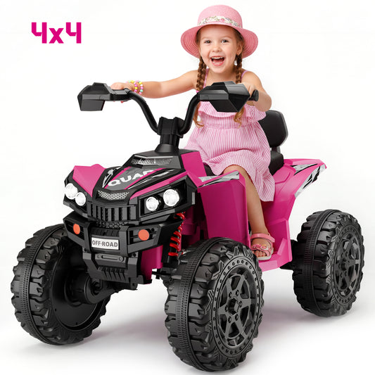 Wisairt 24V Ride on ATV Toys, 4WD Kids ATV 4-Wheeler for Big Kids with 2 Seater, Electric Quad 800W Motor, Pink