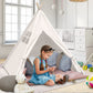Wisairt Kids Play Tent, Washable Foldable Teepee Tent, Outdoor Indoor DIY Toddler Tent for Girls Boys