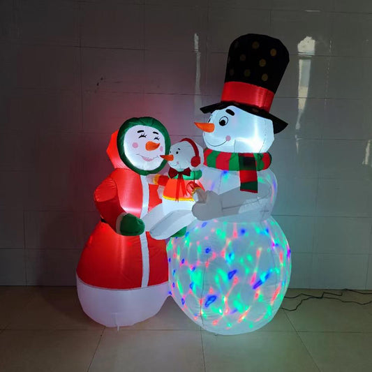 Vrilay 6ft Christmas Inflatable, Snowmen Family Inflatable with LED Lights for Christmas Holiday Outdoor Yard Decorations