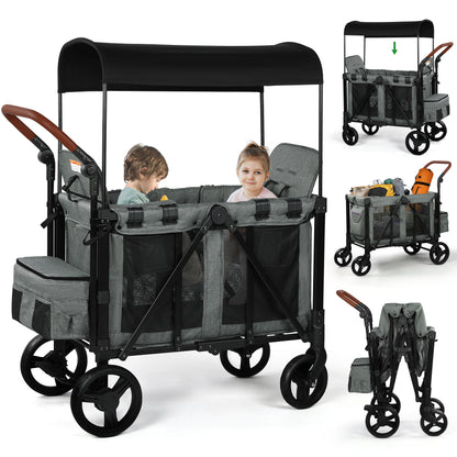 Vomeast Wagon Stroller with 2/4 Seats and Sunshade