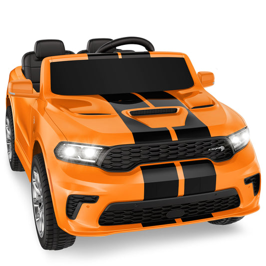Dodge Electric Ride on Cars for Kids, 24V Licensed Dodge Durango Powered Ride on Toy with Parent Remote Control, Electric Car Vehicle for Girls 3-6 w/Music Player/LED Light/Safety Belt, Orange