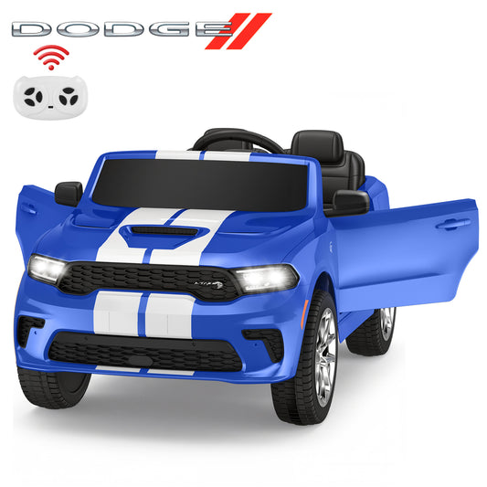Wisairt Dodge Kids Electric Ride-On Car, 24V Licensed Dodge Durango Electric Ride-On Toy with Parent Remote Control, Electric Car for Boys Ages 3–6, Features Music/LED Lights/Seat Belt, Blue