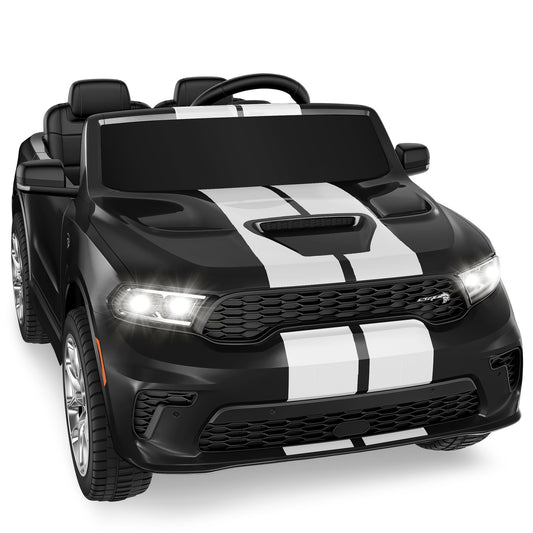 Dodge Electric Ride on Cars for Kids, 24V Licensed Dodge Durango Powered Ride on Toy with Parent Remote Control, Electric Car Vehicle for Boys 3-6 w/Music Player/LED Light/Safety Belt, Black