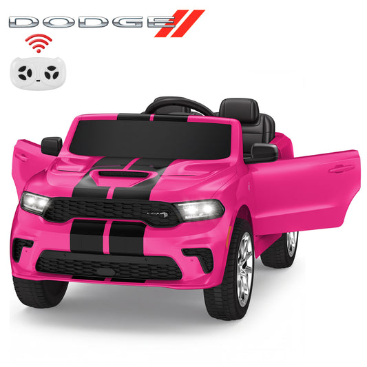 Wisairt Dodge Kids Electric Ride-On Car, 24V Licensed Dodge Durango Electric Ride-On Toy with Parent Remote Control, Electric Car for Girls Ages 3–6, Features Music/LED Lights/Seat Belt, Pink