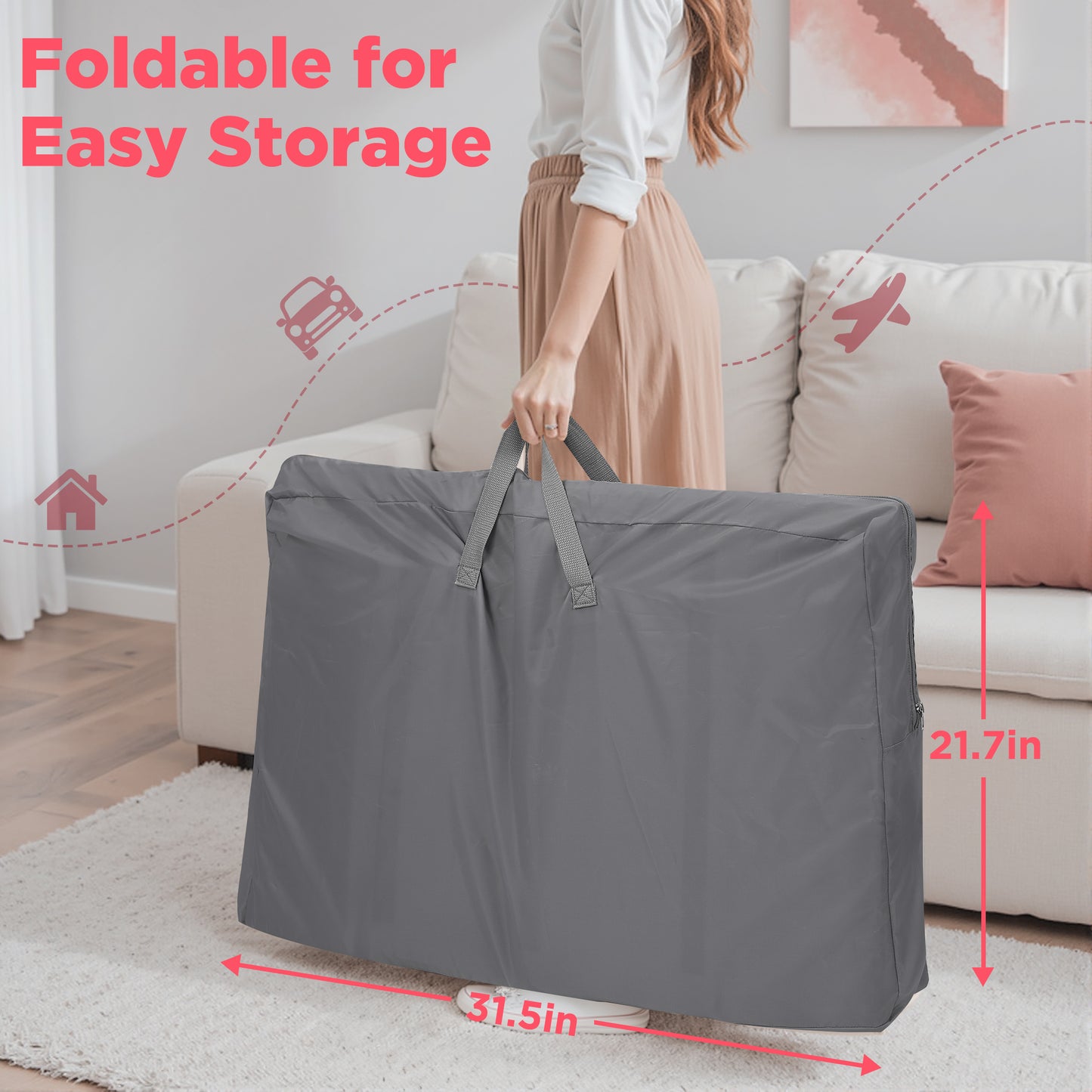 Vomeast Baby Bassinet Bedside Sleeper with Wheels, Adjustable Height, Dual-Lock, Storage Bag for Newborns Infants, Gray