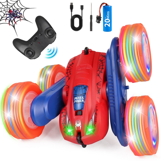 Wisairt Spider RC Stunt Car 4WD Remote Control Car, Double-Sided Driving 360 Degree Flip Rotating Monster Car, Christmas Easter Birthday Party Gifts Toys for Kids aged 3+