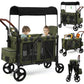 Vomeast Wagon Stroller for 2/4 Kids, 3-in-1 Wagon Stroller with Canopy, 5-Point Harness, Adjustable Handlebars, Removable Seat for Toddlers