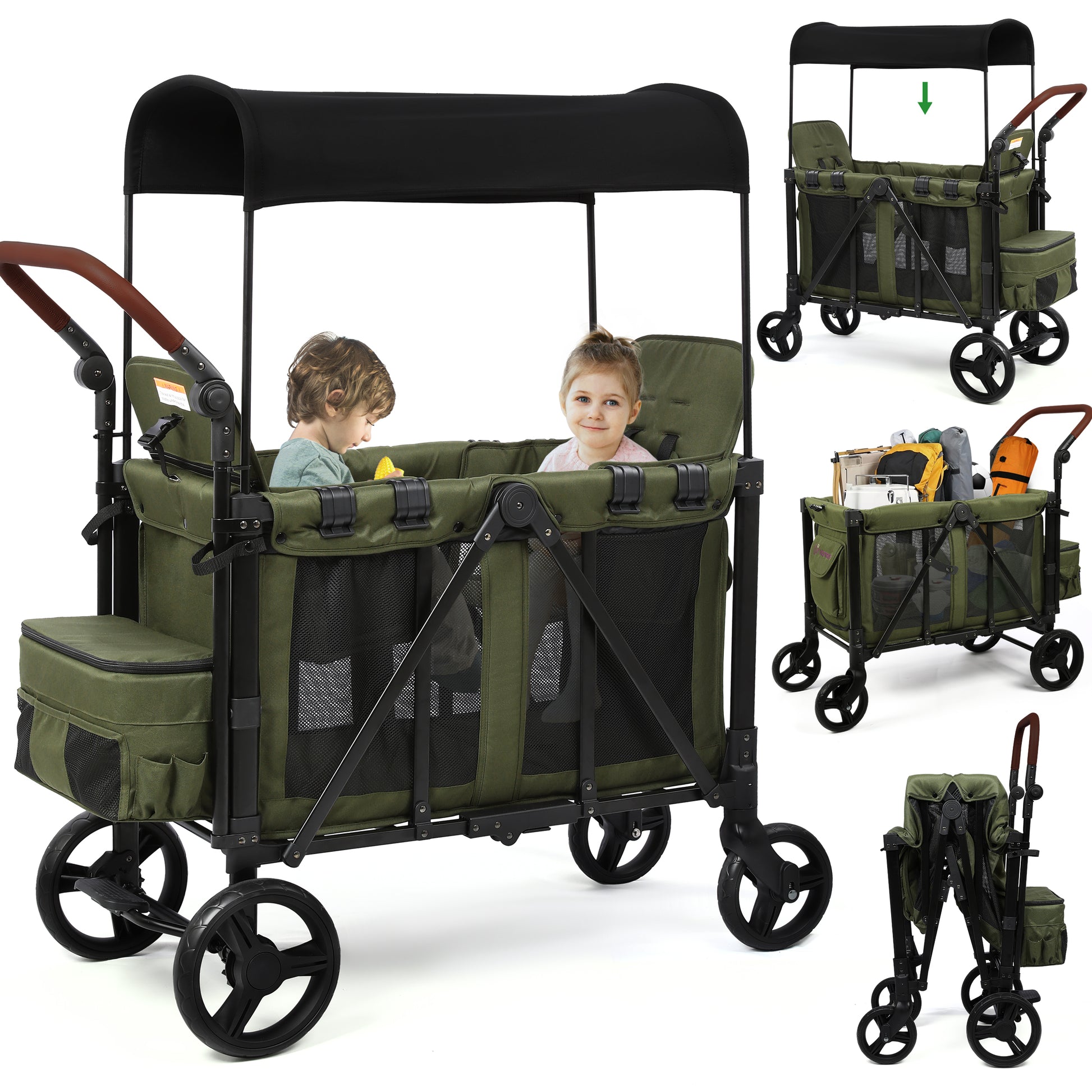 Vomeast Wagon Stroller for 2 Kids, 3-in-1 Outdoor Baby Stroller Wagon – WISAIRT