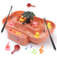 Fishing game set electric music fishing toy rotating fishing toy set with six nursery rhymes two-color lights children's fishing toy set pink