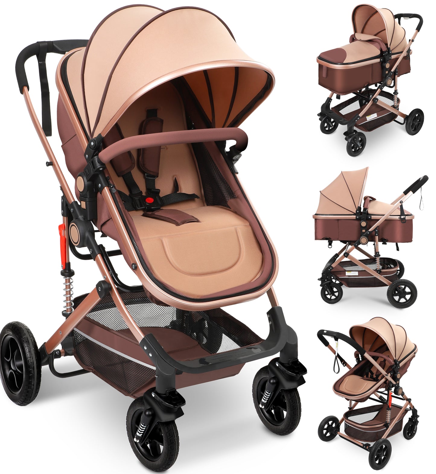 Vomeast Baby Stroller, Foldable Baby Stroller Reversible Bassinet, Travel Stroller for Newborn Baby