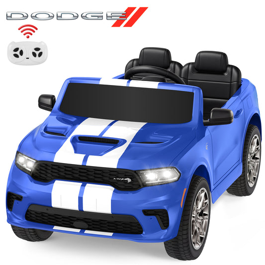 Wisairt Dodge Kids Electric Ride-On Car, 12V Licensed Dodge Durango Electric Ride-On Toy with Parent Remote Control, Electric Car for Boys Ages 3–6, Features Music/LED Lights/Seat Belt, Blue
