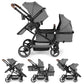 Vomeast Double Stroller for Infant and Toddlers, Foldable Twin Baby Strollers, Reversible Seat, 5-Point Harness, Adjustable Canopy & Reclining Seat