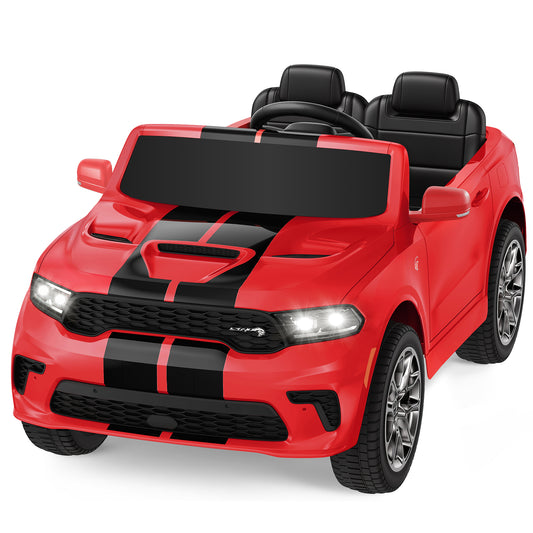 Dodge 12V Kids Ride On Car, 2 Seater Electric Car for Kids, Licensed Dodge Durango with Parent Remote Control, Music, LED Lights, Ages 3-6, Red