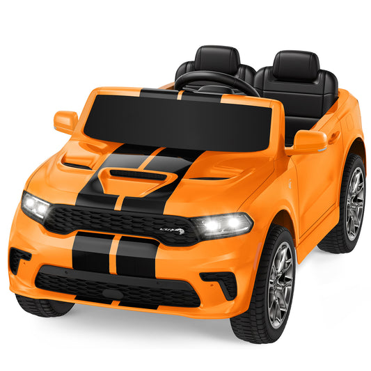 Dodge Electric Ride on Cars for Kids,12V Licensed Dodge Durango Powered Ride On Toys with Parent Remote Control, Electric Car for Girls Boys 3-6w/Music Player/LED Lights, Orange