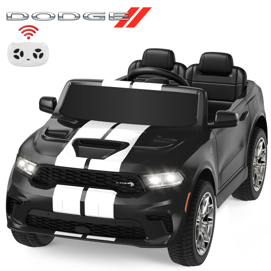 Wisairt Dodge Kids Electric Ride-On Car, 12V Licensed Dodge Durango Electric Ride-On Toy with Parent Remote Control, Electric Car for Boys Ages 3–6, Features Music/LED Lights/Seat Belt, Black