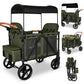Vomeast Wagon Stroller for 2 Kids, 3-in-1 Outdoor Baby Stroller Wagon with Canopy, 5-Point Harness, Adjustable Handlebars, Removable Seat for Toddlers, Grey