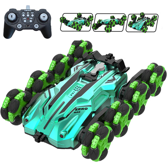 WISAIRT Remote Control Monster Truck,1:18 RC Drift Car with Spray 360 Degress Stunt Car Toys for Kids Boys Girls 6+ Birthday Gifts(Green)