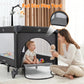 Vomeast Baby Playard,Portable Baby Bassinet Pack and Play with Mattress and Toy Bar,Foldable Bassinet Crib,0-5 Months,Black