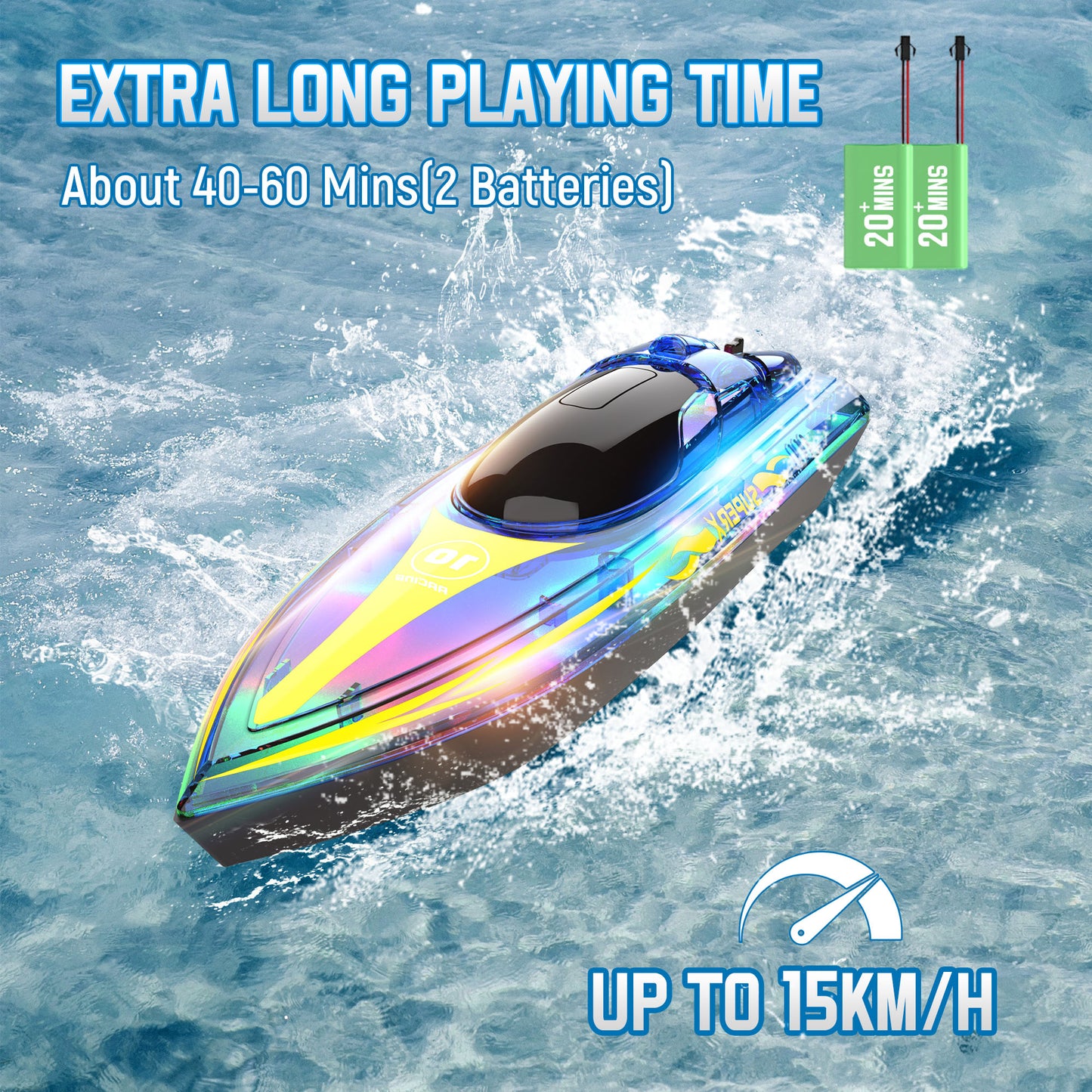WISAIRT RC Boat,Remote Control Boat with Led Lights for Adults and Kids
