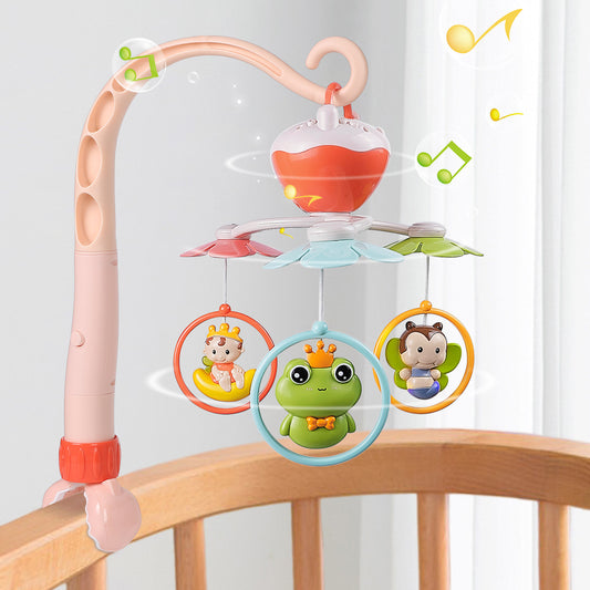 Vomeast Crib Mobile, Baby Crib Mobile with Timing Function and Music, Hanging Rotating Rattles for Newborn 0-36 Months Boys and Girls Pink