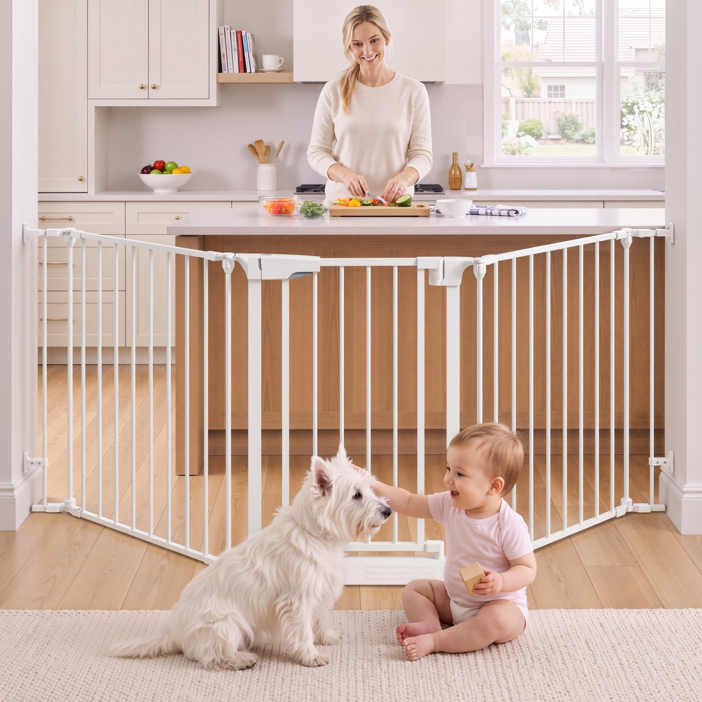 Vomeast 34.6"-84.2" Extra Wide Baby Safety Gate,Auto Close Pet Dog Gates for Stairs Doorways Fireplace,Anti-Trip Pedal,29.5" Tall,Black
