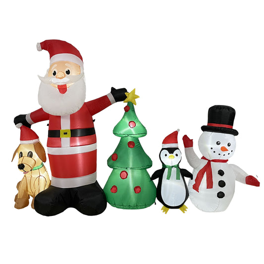 Vrilay 6ft Christmas Inflatable, Santa Snowman Christmas Tree Penguin Dog with LED Lights, Christmas Decoration for Yard Garden Party