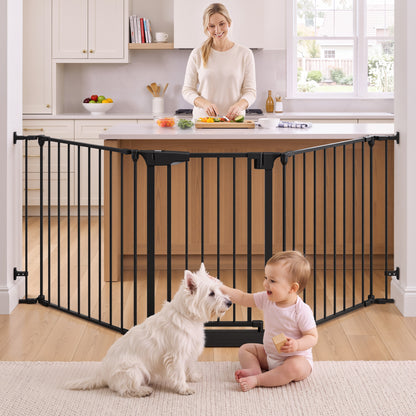 Vomeast 34.6"-84.2" Extra Wide Baby Safety Gate,Auto Close Pet Dog Gates for Stairs Doorways Fireplace,Anti-Trip Pedal,29.5" Tall,Black