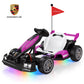 Licensed Porsche Electric Go Kart for Kids, 24V Powered Drift Racing Go Cart W/ 400W Motor, Adjustable Body, LED Lights, 2 Speed Modes, Race Pedal Ride on Car Toy for Boy Girl Ages 6+