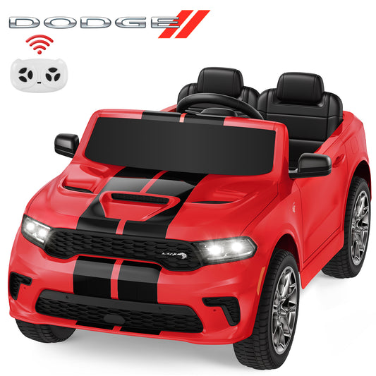 Wisairt Dodge Kids Electric Ride-On Car, 12V Licensed Dodge Durango Electric Ride-On Toy with Parent Remote Control, Electric Car for Girls Ages 3–6, Features Music/LED Lights/Seat Belt, Red
